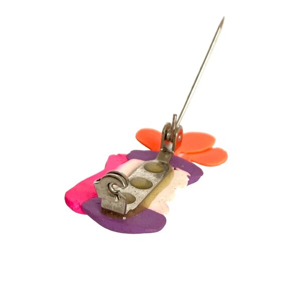 Golf Bag Pin Colorful Handcrafted Polymer Clay Brooch 1.3 Inches Long - Picture 7 of 9